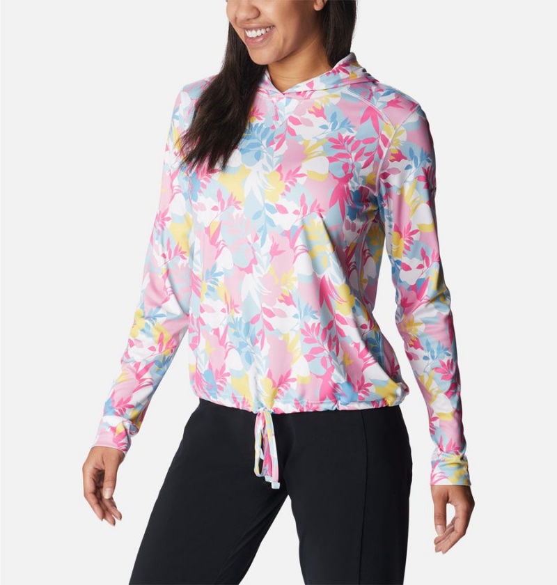 Pink Women's Columbia Summerdry Long Sleeve Printed Hoodie | OTFBQ-5423