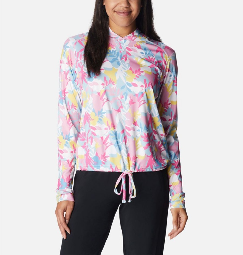 Pink Women\'s Columbia Summerdry Long Sleeve Printed Hoodie | OTFBQ-5423