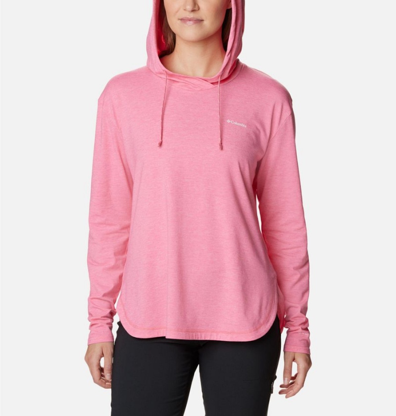 Pink Women's Columbia Sun Trek Pullover Hoodie | HMRLB-3201