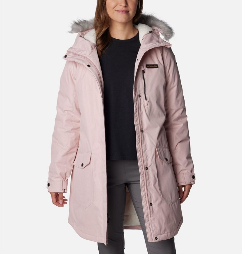 Pink Women's Columbia Suttle Mountain Long Insulated Coats | HCMOT-0163