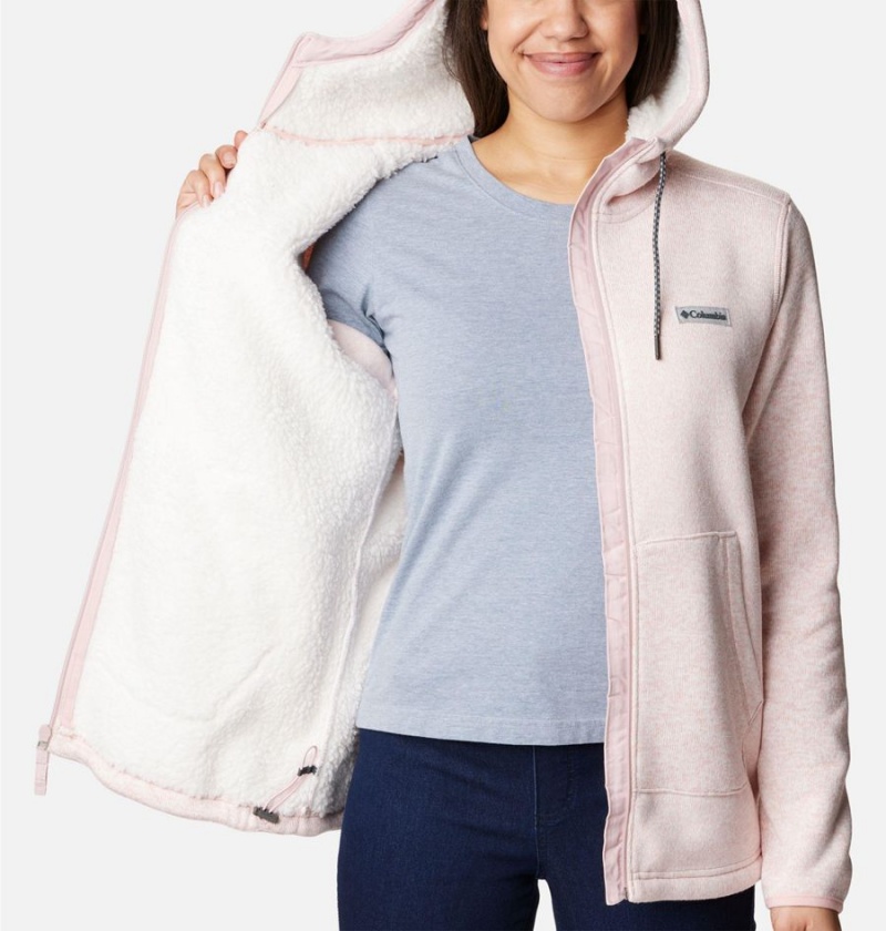 Pink Women's Columbia Sweater Weather Sherpa Full Zip Hooded Fleece Jacket | VGTEW-9013