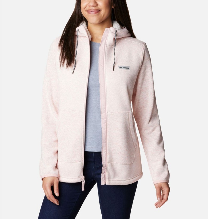 Pink Women's Columbia Sweater Weather Sherpa Full Zip Hooded Fleece Jacket | VGTEW-9013