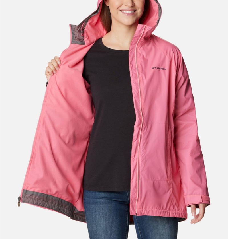 Pink Women's Columbia Switchback Lined Long Rain Jacket | LCNJP-1689