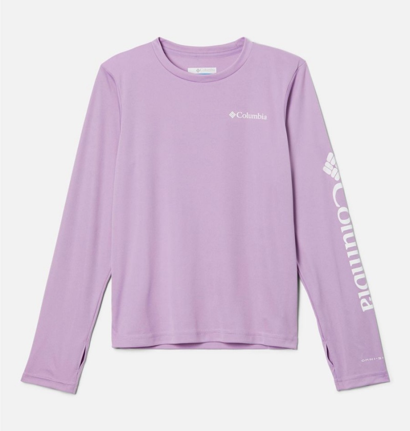 Purple Kids\' Columbia Fork Stream Long Sleeve T-Shirt | RKDLY-7246