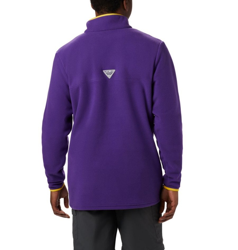 Purple Men's Columbia Collegiate PFG Harborside Fleece - LSU Pullover | DJWGZ-1079