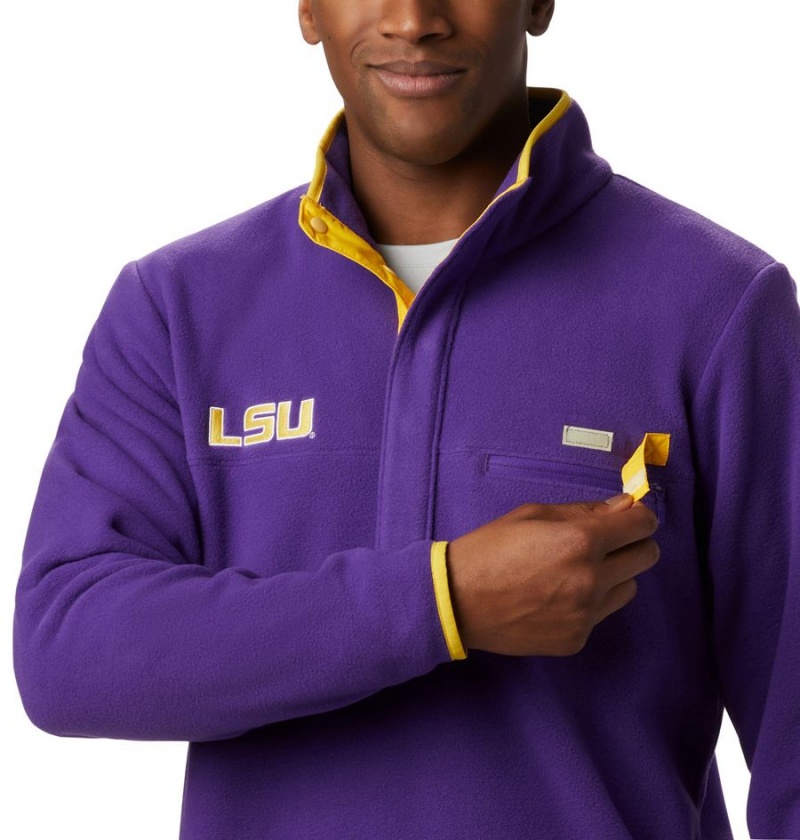 Purple Men's Columbia Collegiate PFG Harborside Fleece - LSU Pullover | DJWGZ-1079