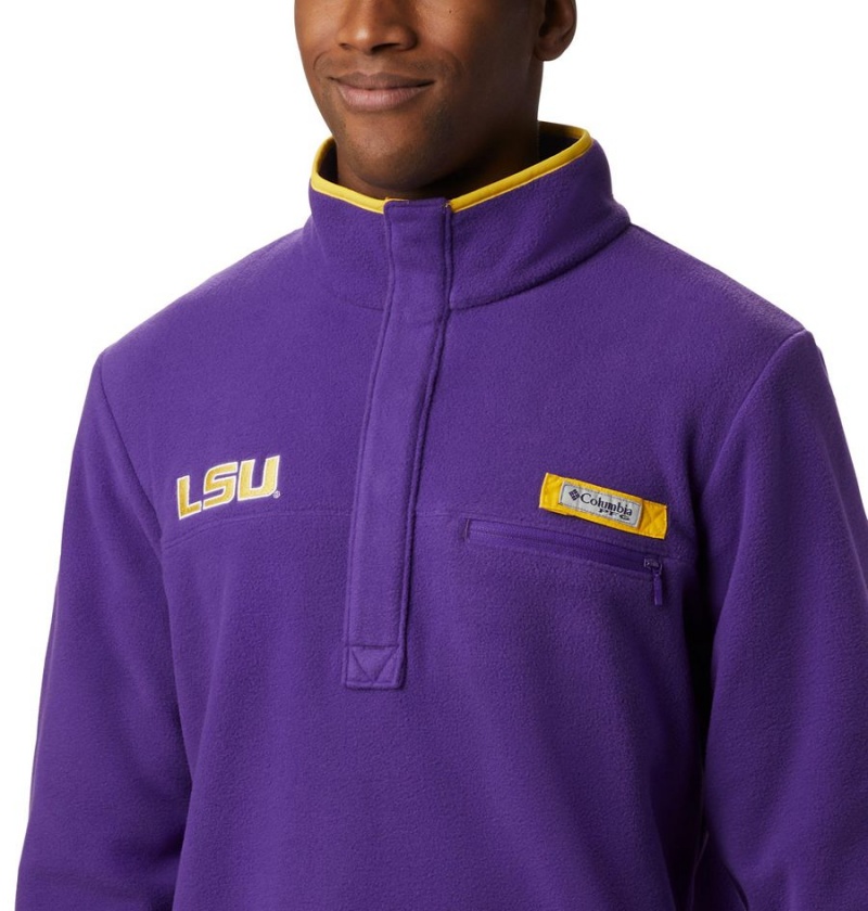 Purple Men's Columbia Collegiate PFG Harborside Fleece - LSU Pullover | DJWGZ-1079