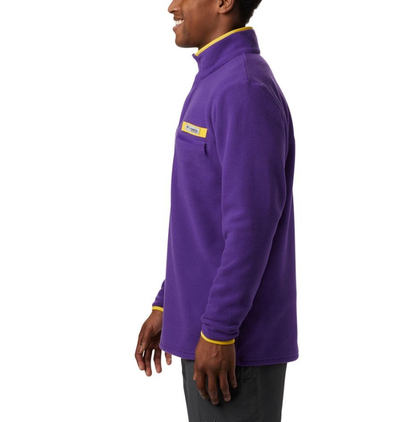 Purple Men's Columbia Collegiate PFG Harborside Fleece - LSU Pullover | DJWGZ-1079