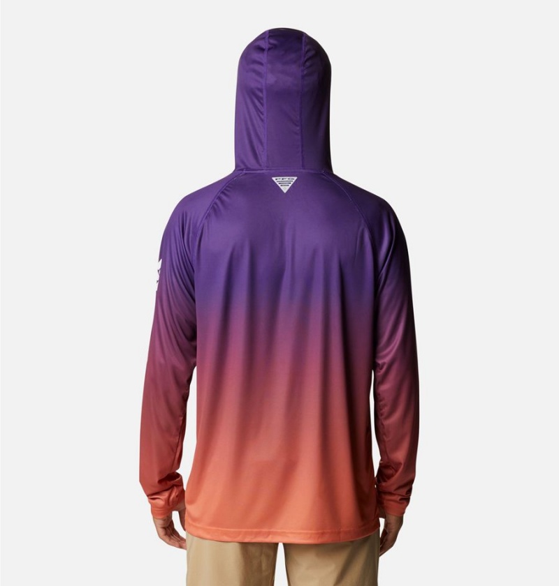 Purple Men's Columbia Collegiate PFG Super Terminal Tackle - Clemson Hoodie | MQZAR-7598