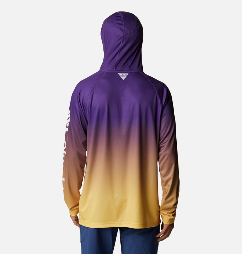 Purple Men's Columbia Collegiate PFG Super Terminal Tackle - Louisiana Hoodie | QJDML-9063