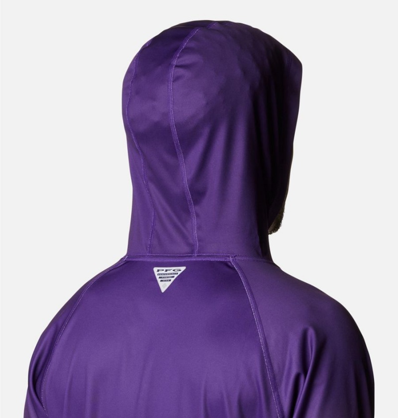 Purple Men's Columbia Collegiate PFG Super Terminal Tackle - Louisiana Hoodie | QJDML-9063