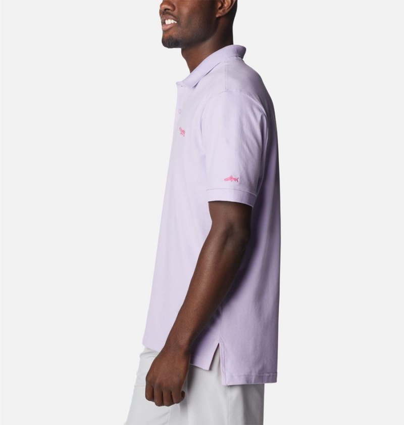 Purple Men's Columbia PFG Bonefish Pique Polo Shirt | NMDQE-9574