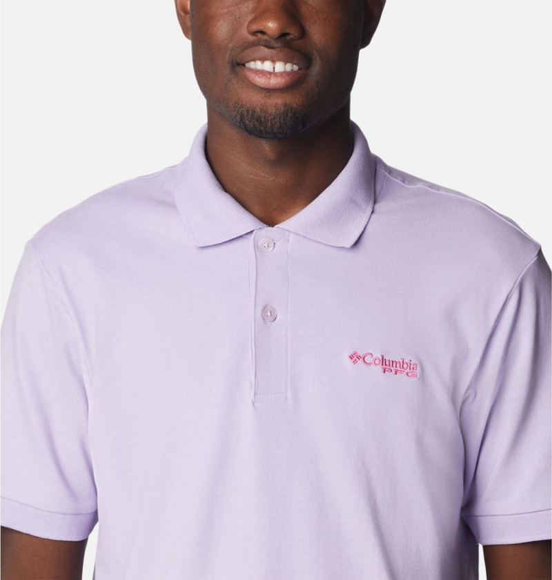 Purple Men's Columbia PFG Bonefish Pique Polo Shirt | NMDQE-9574