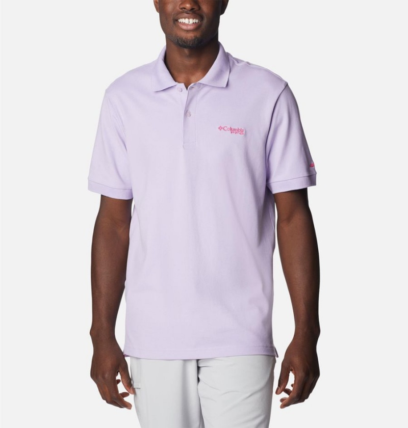 Purple Men\'s Columbia PFG Bonefish Pique Polo Shirt | NMDQE-9574