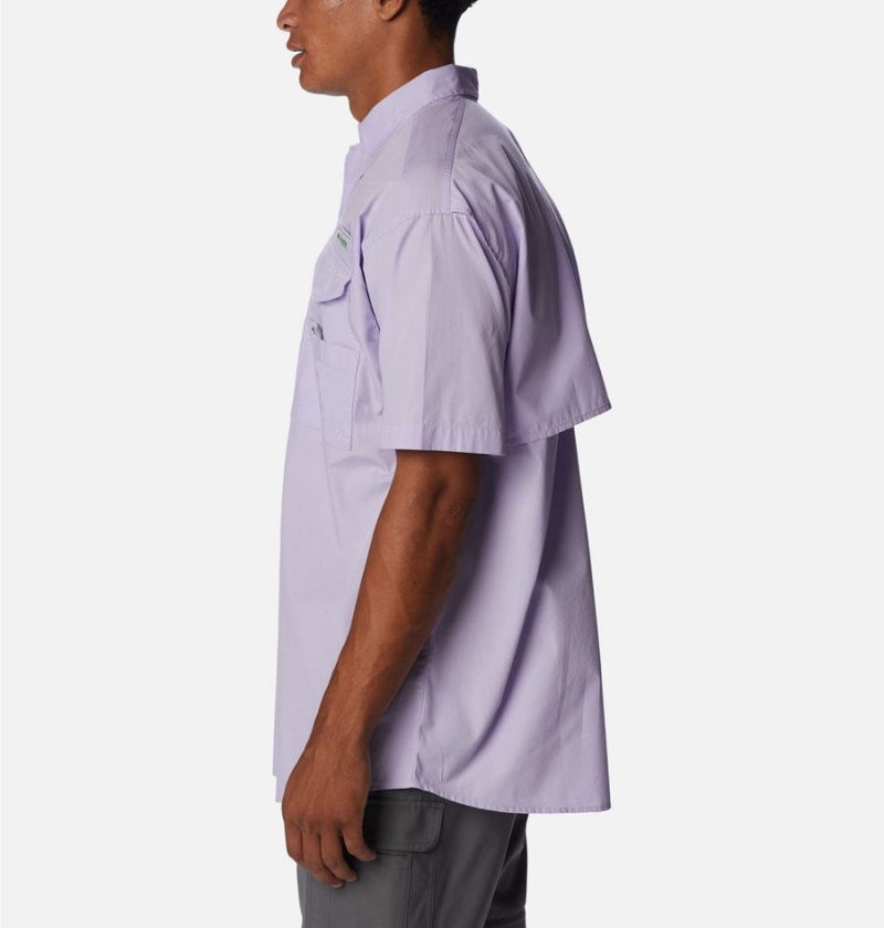 Purple Men's Columbia PFG Bonehead Short Sleeve Shirt | DULBF-3498