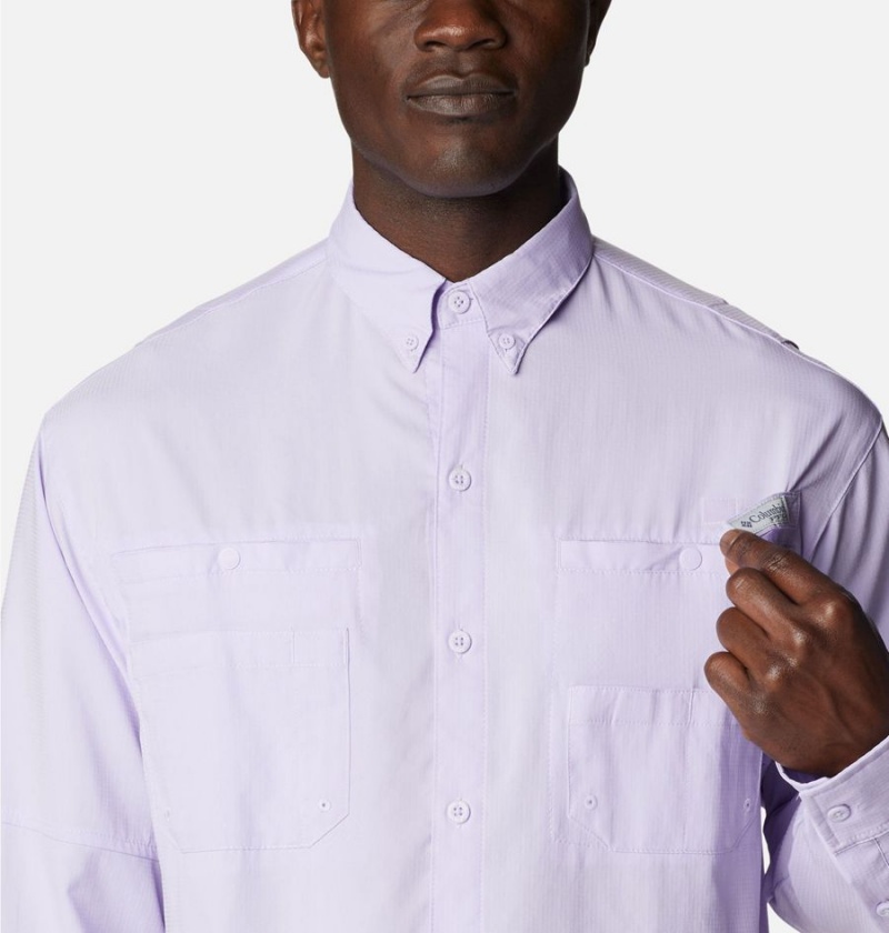 Purple Men's Columbia PFG Tamiami II Long Sleeve Shirt | MISWH-8319