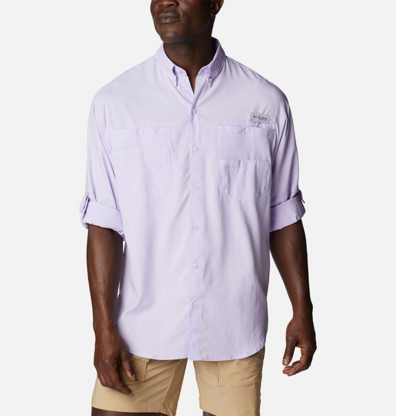 Purple Men's Columbia PFG Tamiami II Long Sleeve Shirt | MISWH-8319