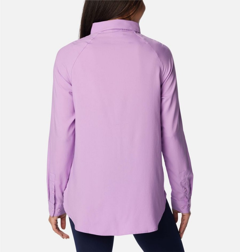 Purple Women's Columbia Anytime Lite Long Sleeve Shirt | VOKDC-3018