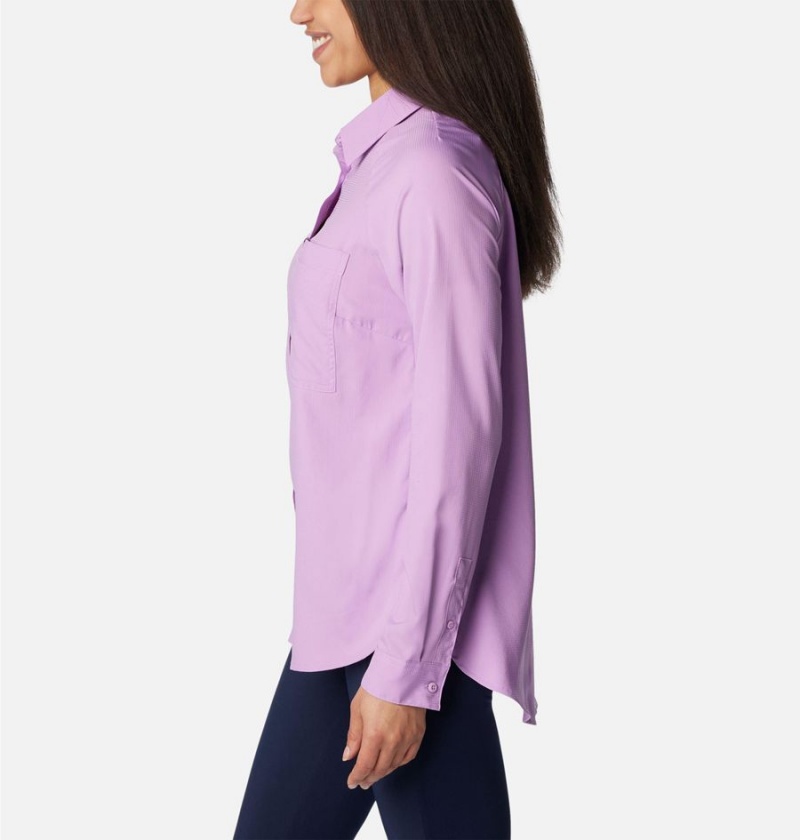 Purple Women's Columbia Anytime Lite Long Sleeve Shirt | VOKDC-3018