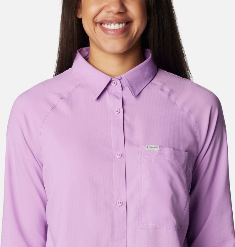 Purple Women's Columbia Anytime Lite Long Sleeve Shirt | VOKDC-3018