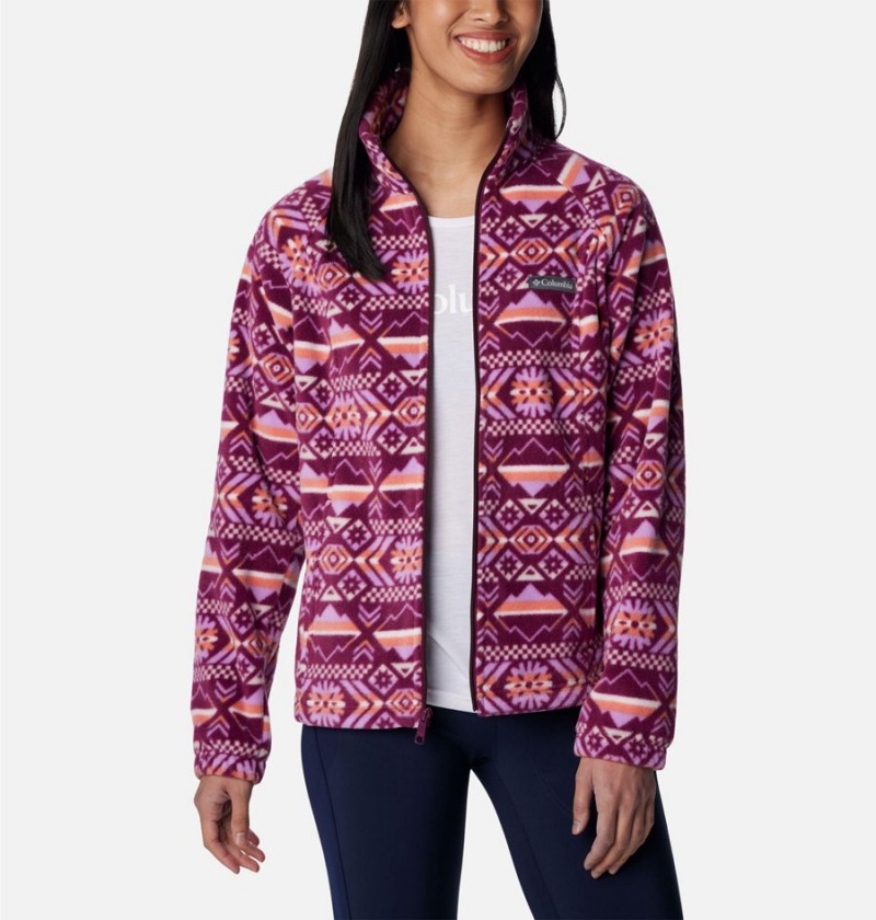 Purple Women's Columbia Benton Springs Printed Full Zip Fleece Jacket | RATXE-2510