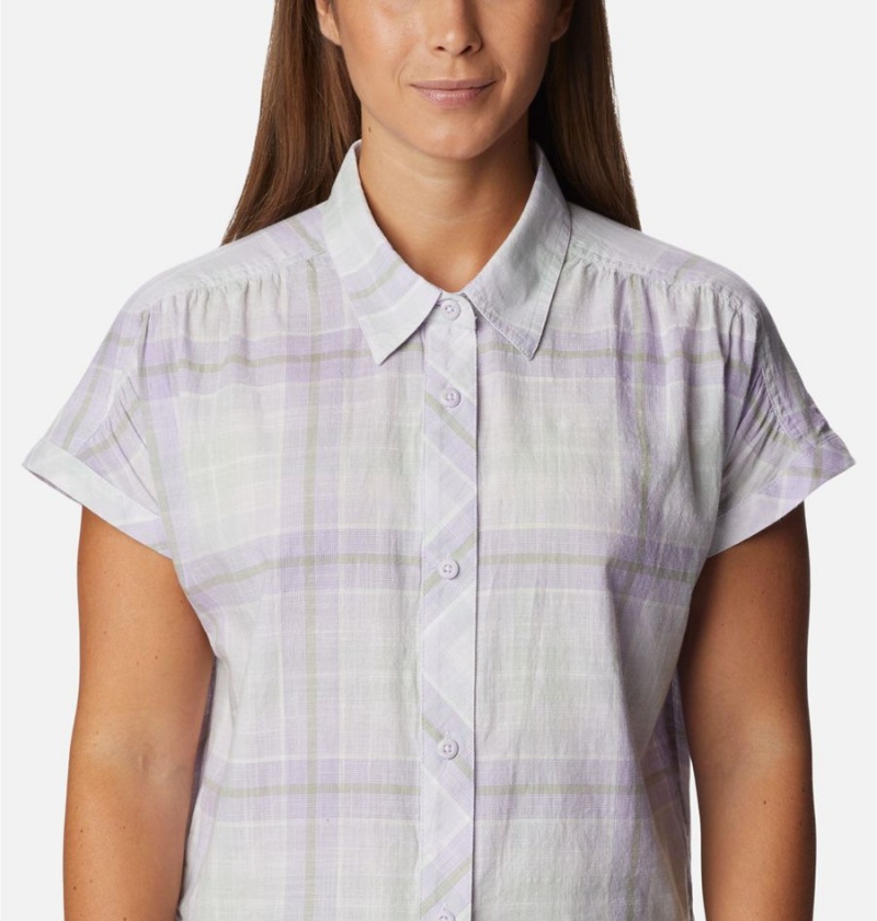 Purple Women's Columbia Camp Henry IV Short Sleeve Shirt | AIGRY-7412