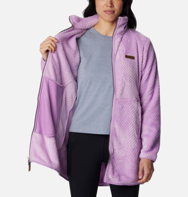 Purple Women's Columbia Fireside Long Full Zip Fleece Jacket | JBXMS-7421