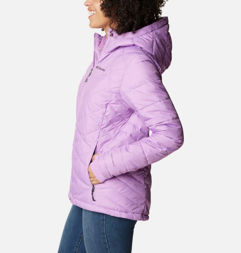 Purple Women's Columbia Heavenly Hooded Puffer Jacket | GPXEQ-1568