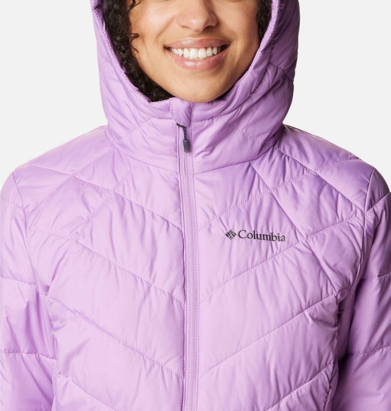 Purple Women's Columbia Heavenly Hooded Puffer Jacket | GPXEQ-1568