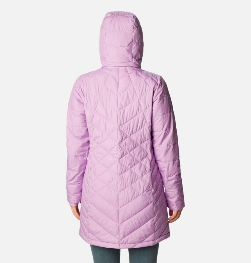 Purple Women's Columbia Heavenly Long Hooded Puffer Jacket | RUCBY-4025