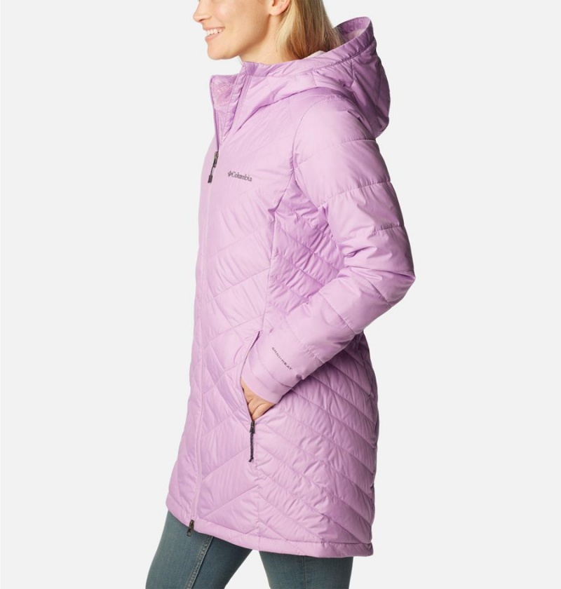 Purple Women's Columbia Heavenly Long Hooded Puffer Jacket | RUCBY-4025