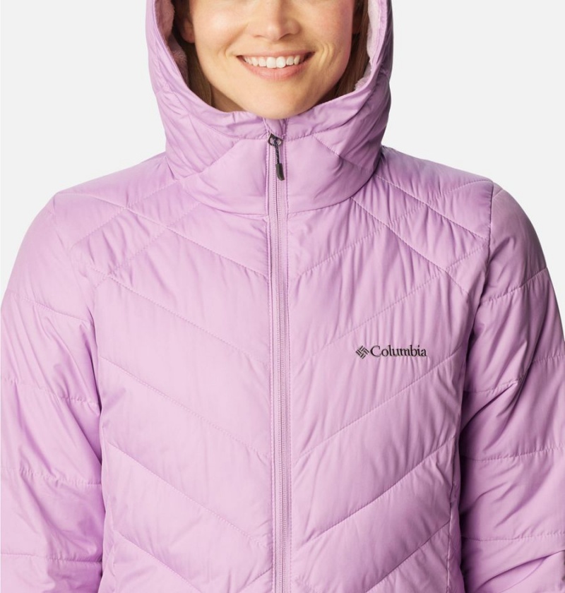 Purple Women's Columbia Heavenly Long Hooded Puffer Jacket | RUCBY-4025