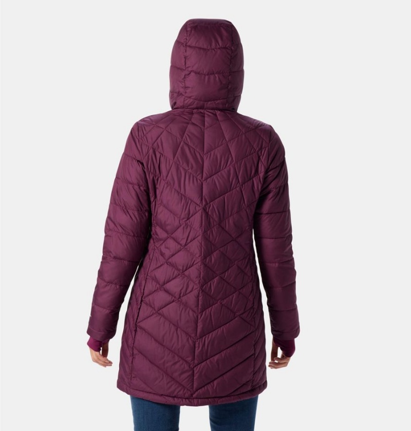 Purple Women's Columbia Heavenly Long Hooded Puffer Jacket | OHXIT-1265