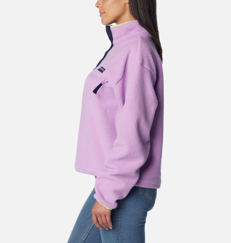 Purple Women's Columbia Helvetia Cropped Half Snap Fleece Pullover | GNVRZ-5312