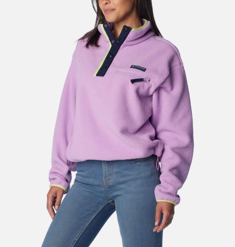 Purple Women's Columbia Helvetia Cropped Half Snap Fleece Pullover | GNVRZ-5312