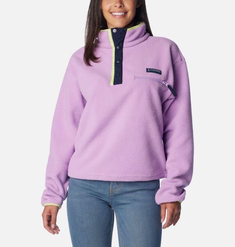 Purple Women\'s Columbia Helvetia Cropped Half Snap Fleece Pullover | GNVRZ-5312