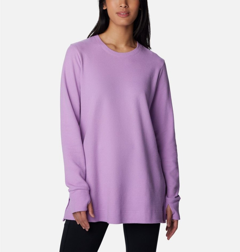 Purple Women\'s Columbia Holly Hideaway Waffle Tunic Pullover | MEDWL-7564