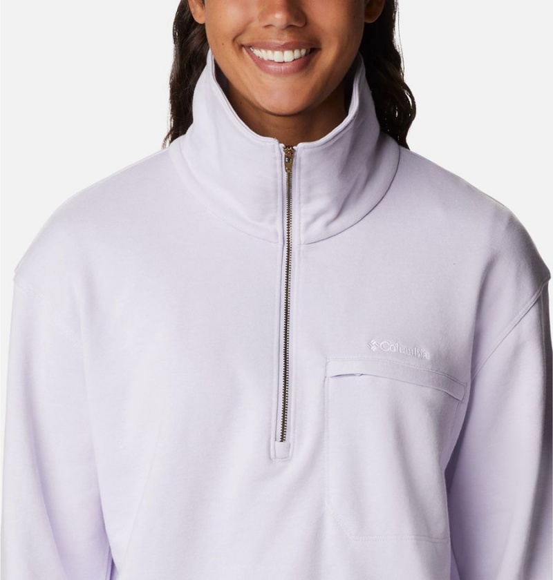 Purple Women's Columbia Lodge French Terry Pullover | ZWROJ-8479