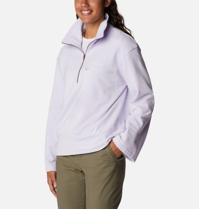 Purple Women's Columbia Lodge French Terry Pullover | ZWROJ-8479