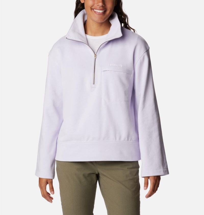 Purple Women\'s Columbia Lodge French Terry Pullover | ZWROJ-8479