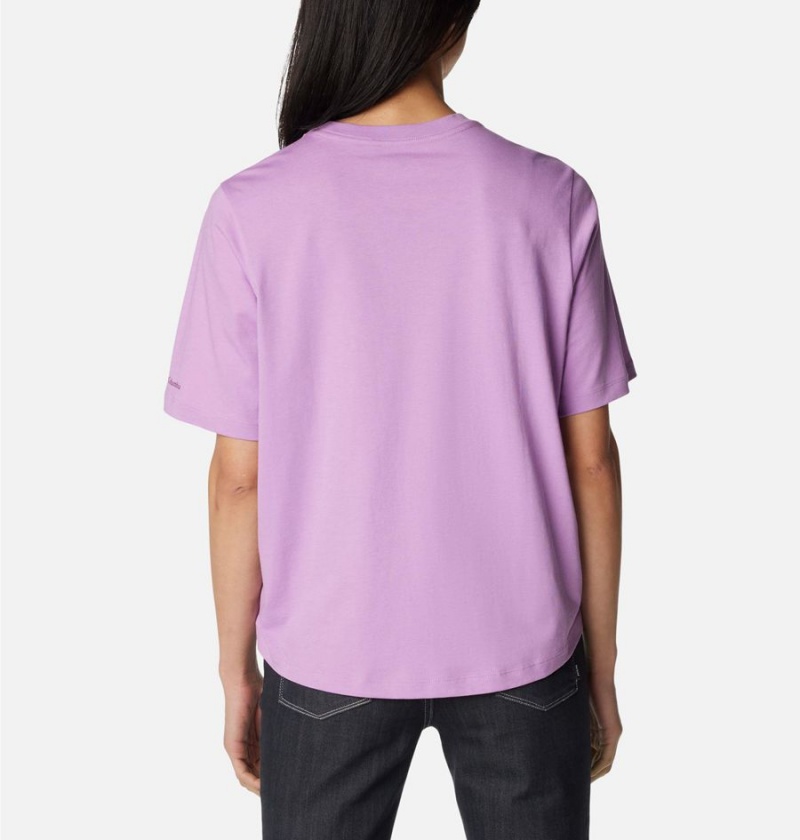 Purple Women's Columbia North Cascades Relaxed T-Shirt | KEHRT-1347