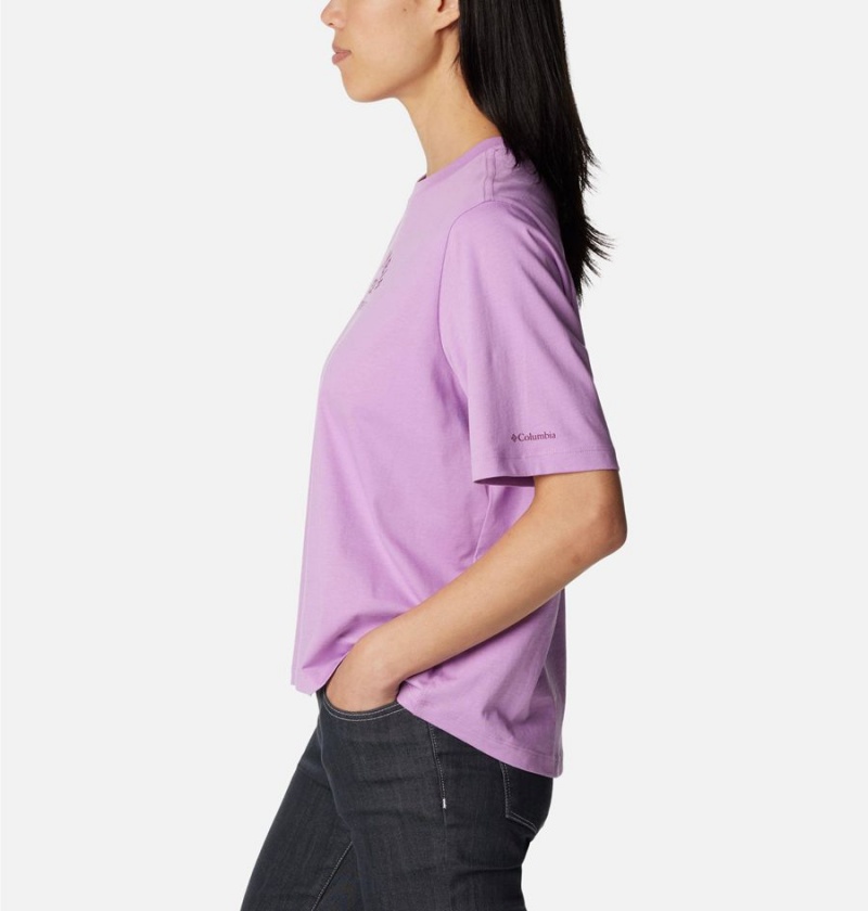 Purple Women's Columbia North Cascades Relaxed T-Shirt | KEHRT-1347