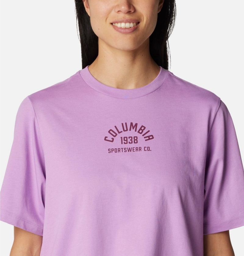 Purple Women's Columbia North Cascades Relaxed T-Shirt | KEHRT-1347