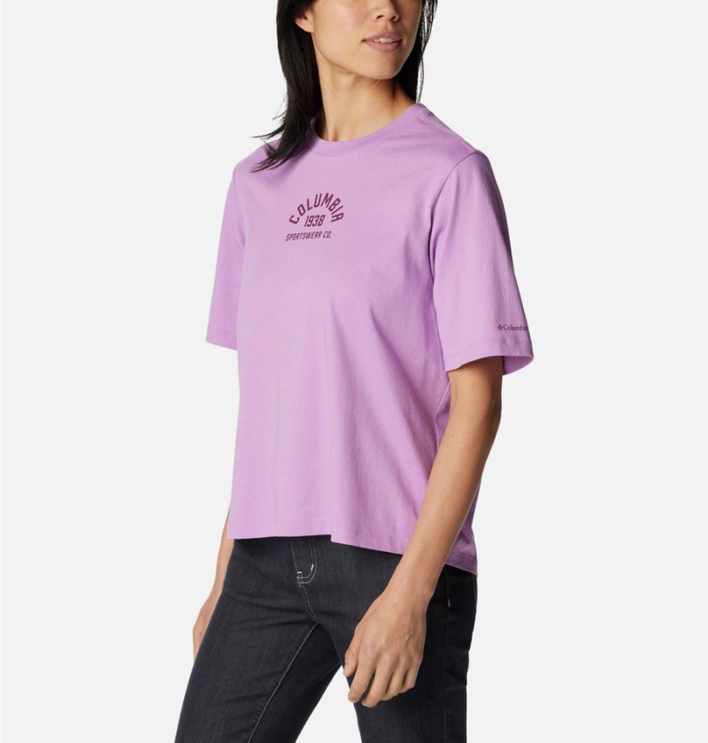 Purple Women's Columbia North Cascades Relaxed T-Shirt | KEHRT-1347