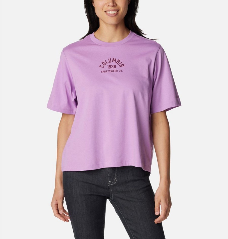 Purple Women\'s Columbia North Cascades Relaxed T-Shirt | KEHRT-1347