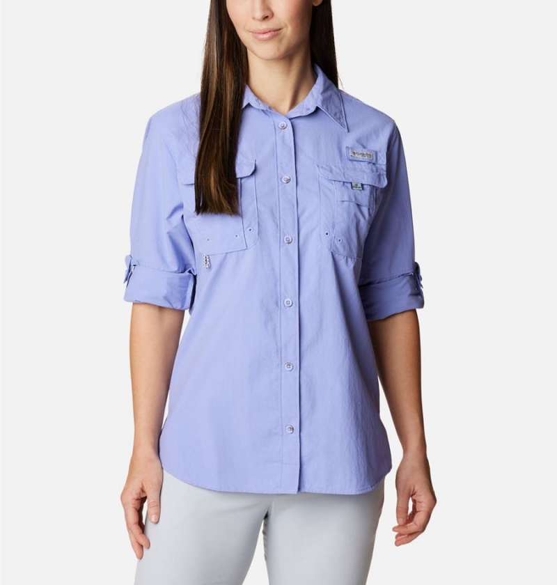 Purple Women's Columbia PFG Bahama Long Sleeve Shirt | UZCRH-2371