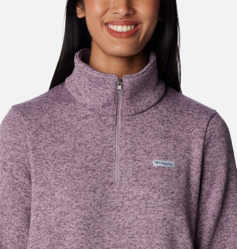 Purple Women's Columbia PFG Reel Cozy Quarter Zip Pullover | FOPRN-0453