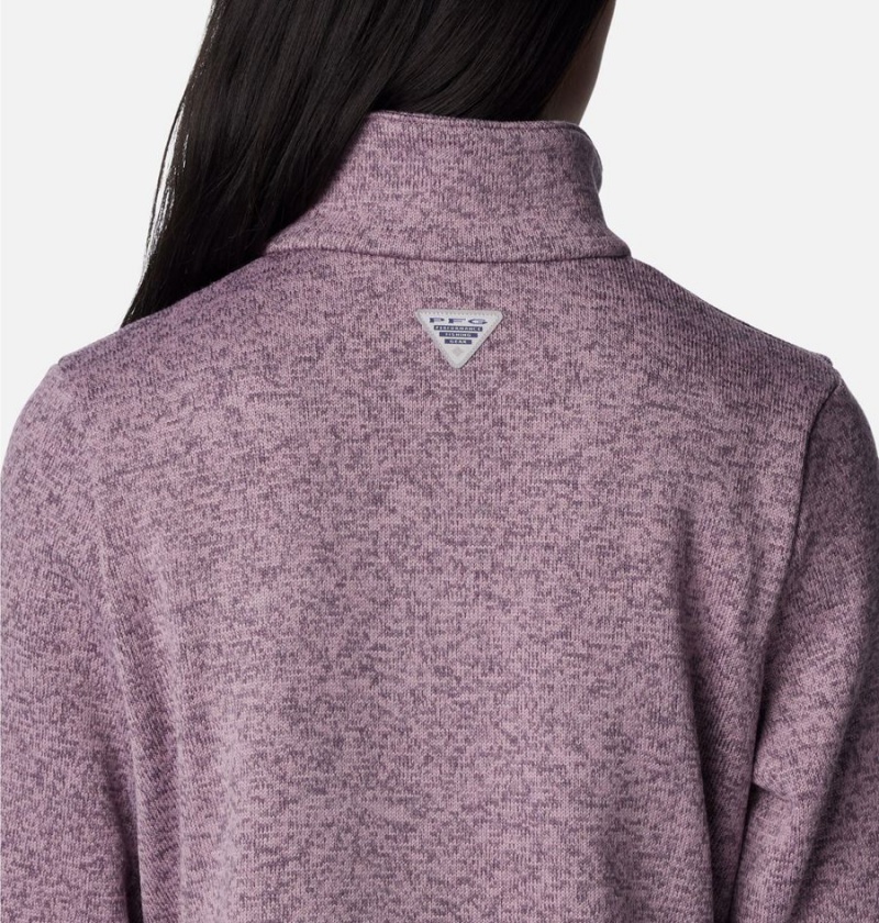 Purple Women's Columbia PFG Reel Cozy Quarter Zip Pullover | FOPRN-0453