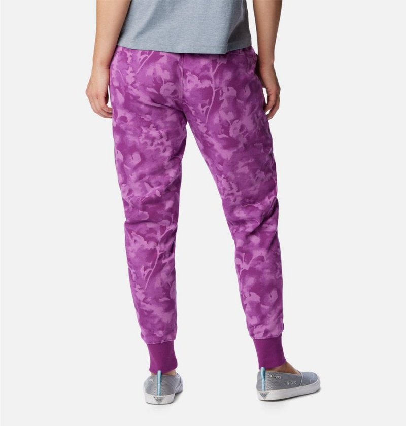 Purple Women's Columbia PFG Slack Water French Terry Joggers Pants | XOCWR-2134