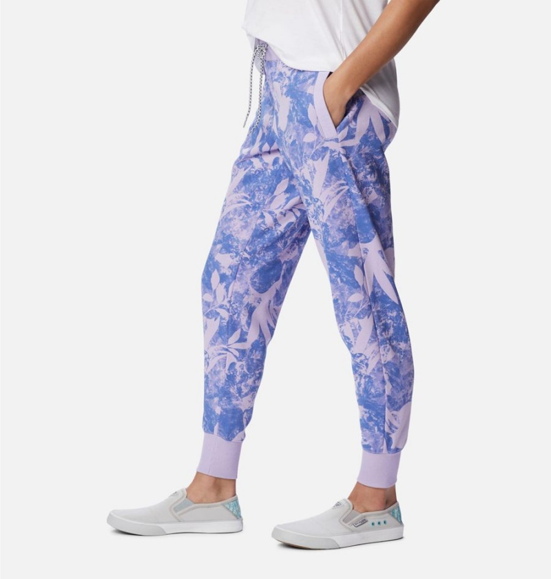 Purple Women's Columbia PFG Slack Water French Terry Joggers Pants | LGXNQ-1380